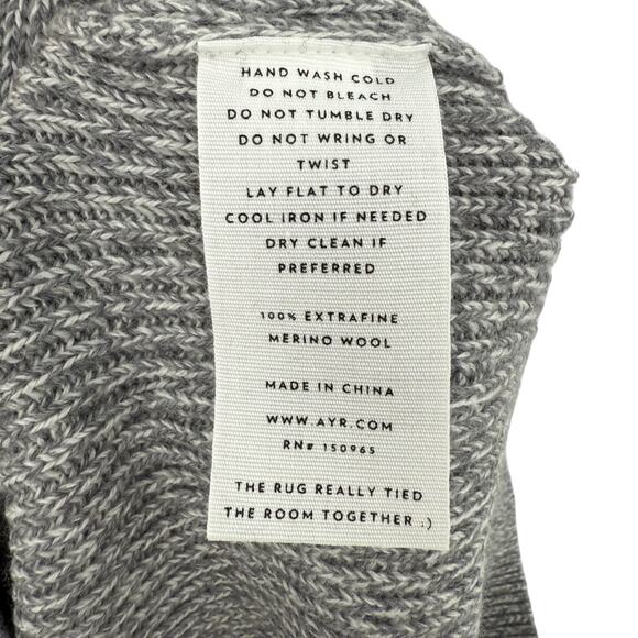 AYR Mens The Sloop Crewneck Merino Wool Sweater in Fuzzy TV Gray Size Small S - Picture 7 of 9